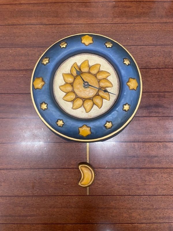 Orologio Pendolo Thun Blu Sole E Stelle Sbeccato
