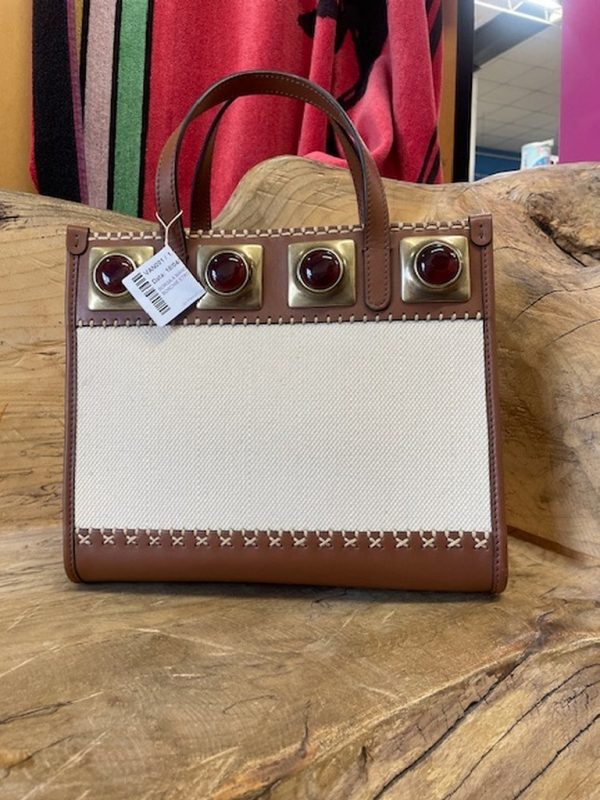 Borsa A Mano In Pelle E Tessuto Borchie Etro