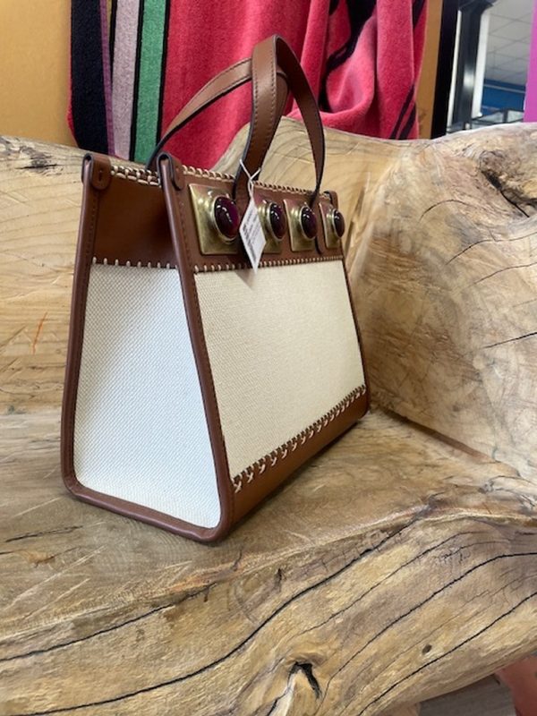 Borsa A Mano In Pelle E Tessuto Borchie Etro - immagine 3