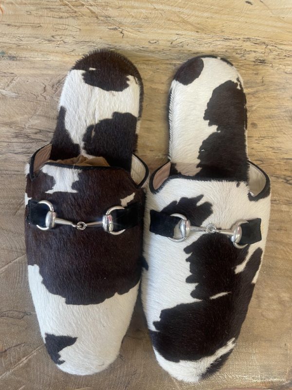 Ciabatte Cavallino Pezzato Bianco E Marrone 45