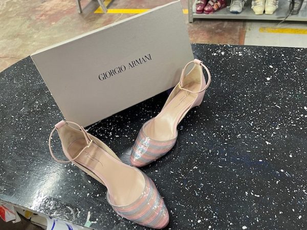 DECOLLETE ROSA RIGHE AZZURRE GIORGIO ARMANI 37 - immagine 3