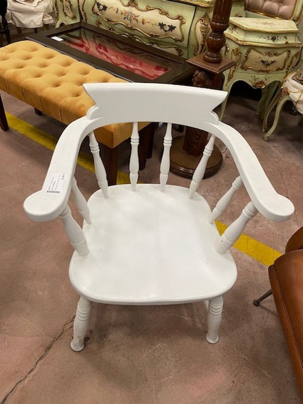 Sedia Bianca Con Braccioli Legno