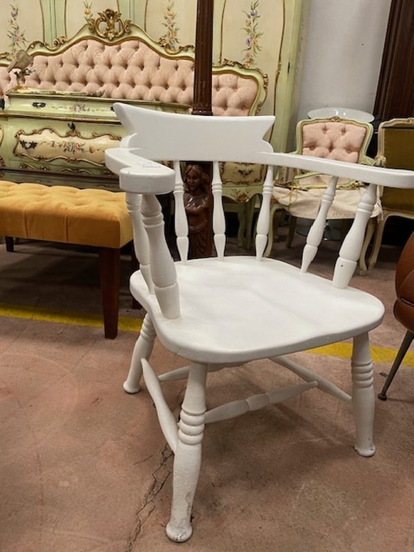 Sedia Bianca Con Braccioli Legno - immagine 4
