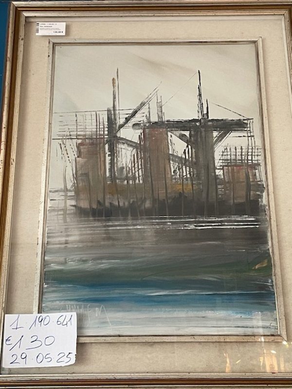Quadro Cornice Legno Grigio Dorato Rivoluzione Industriale