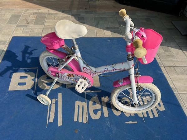 Bici Con Rotelle Rosa Bianco Angel's