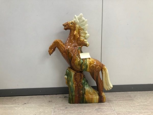 Cavallo+carpa Marrone Verde Ceramica Grande - immagine 3