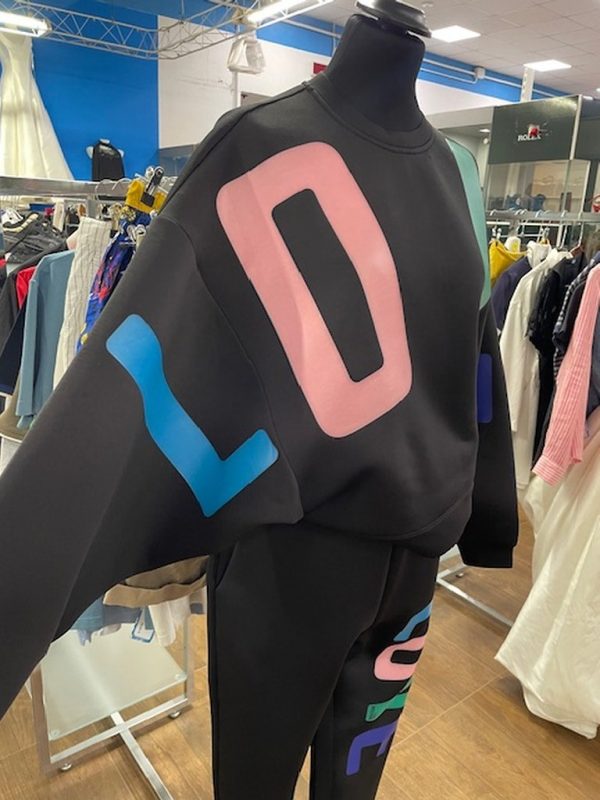 Tuta Nera Scritta Love Colorata Love Moschino 2pz - immagine 2