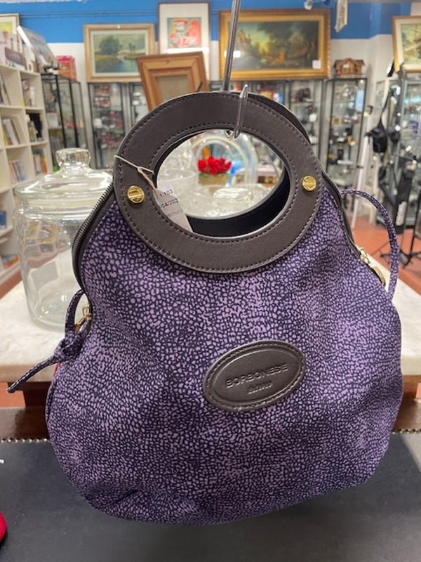 Borsa Borbonese Viola Manici Pelle