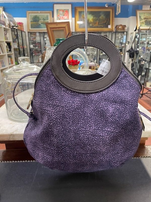Borsa Borbonese Viola Manici Pelle - immagine 3