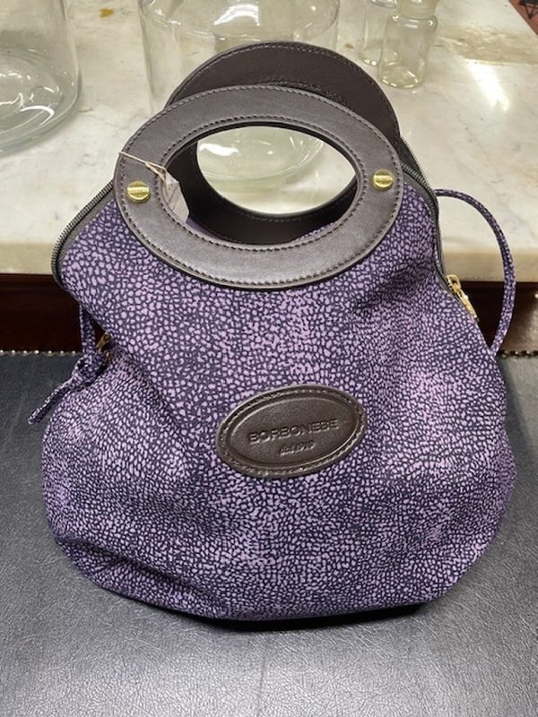 Borsa Borbonese Viola Manici Pelle - immagine 4