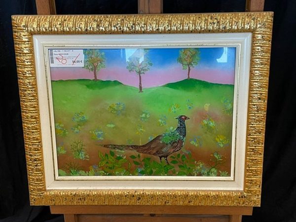 Quadro Cornice Legno Dorata Fagiano Naif Valenti E. 03