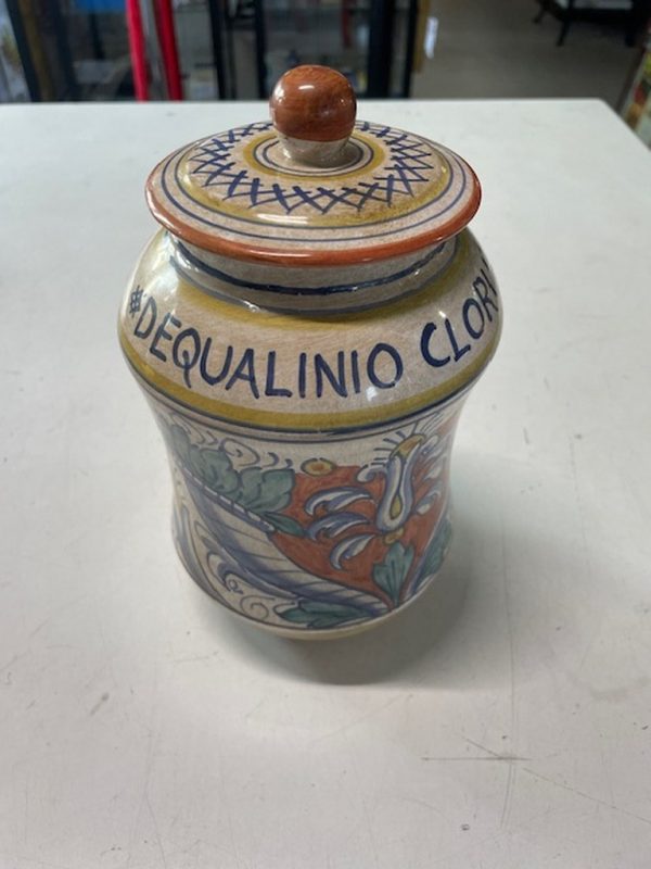 Vaso Farmacia Maiolica Dequalinio Cloruro Deruta 2 Pz