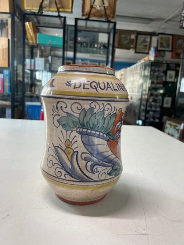 Vaso Farmacia Maiolica Dequalinio Cloruro Deruta 2 Pz - immagine 3