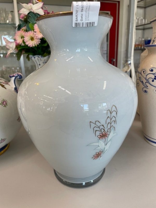 Vaso Vetro Azzurro Polvere Strass Fenicotteri - immagine 3