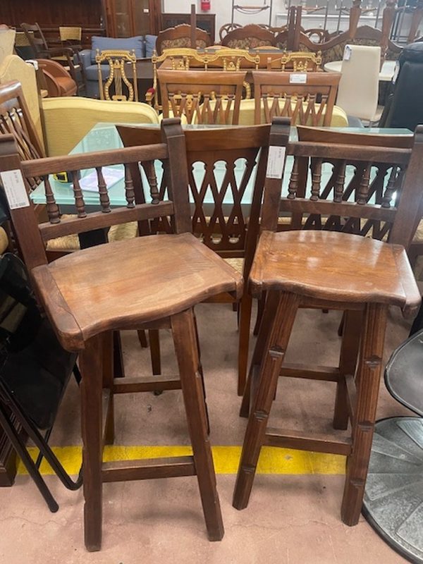 Sgabello Da Bar Taverna Legno Scuro - immagine 2