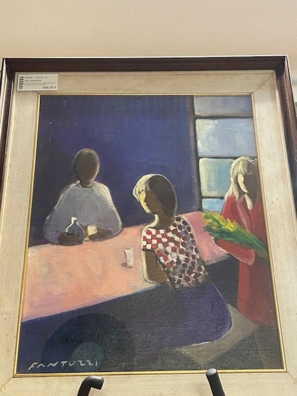 Quadro Emiliano Fantuzzi Originale Firma Retro Signore Bar
