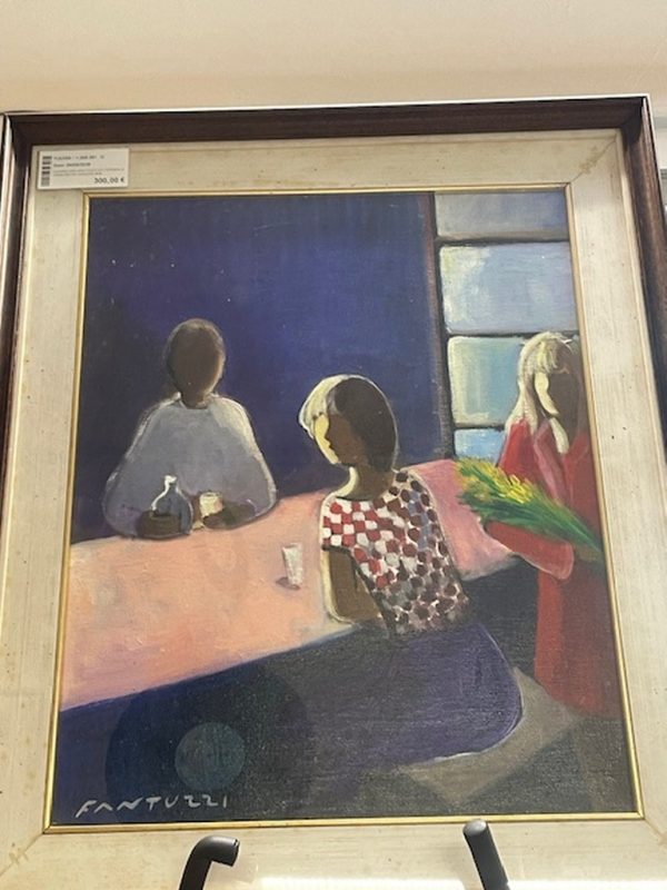 Quadro Emiliano Fantuzzi Originale Firma Retro Signore Bar - immagine 2