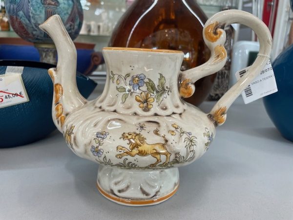 Vaso A Teiera Cer Bianca Fiori Gialli