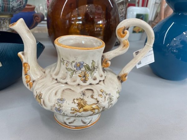 Vaso A Teiera Cer Bianca Fiori Gialli - immagine 2