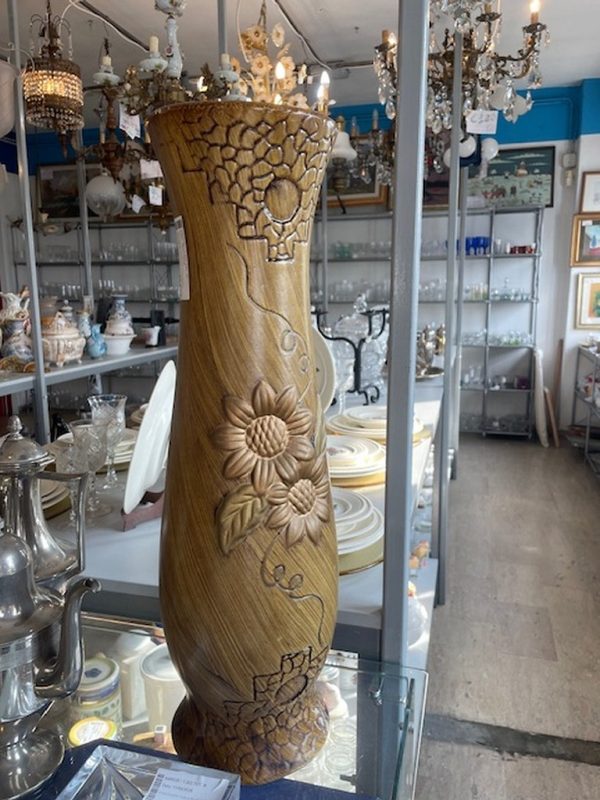Vaso Alto Marrone Tipo Legno Ceramica - immagine 2