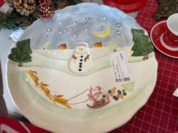 Piatto Pupazzo Di Neve Per Dolci Natalizi